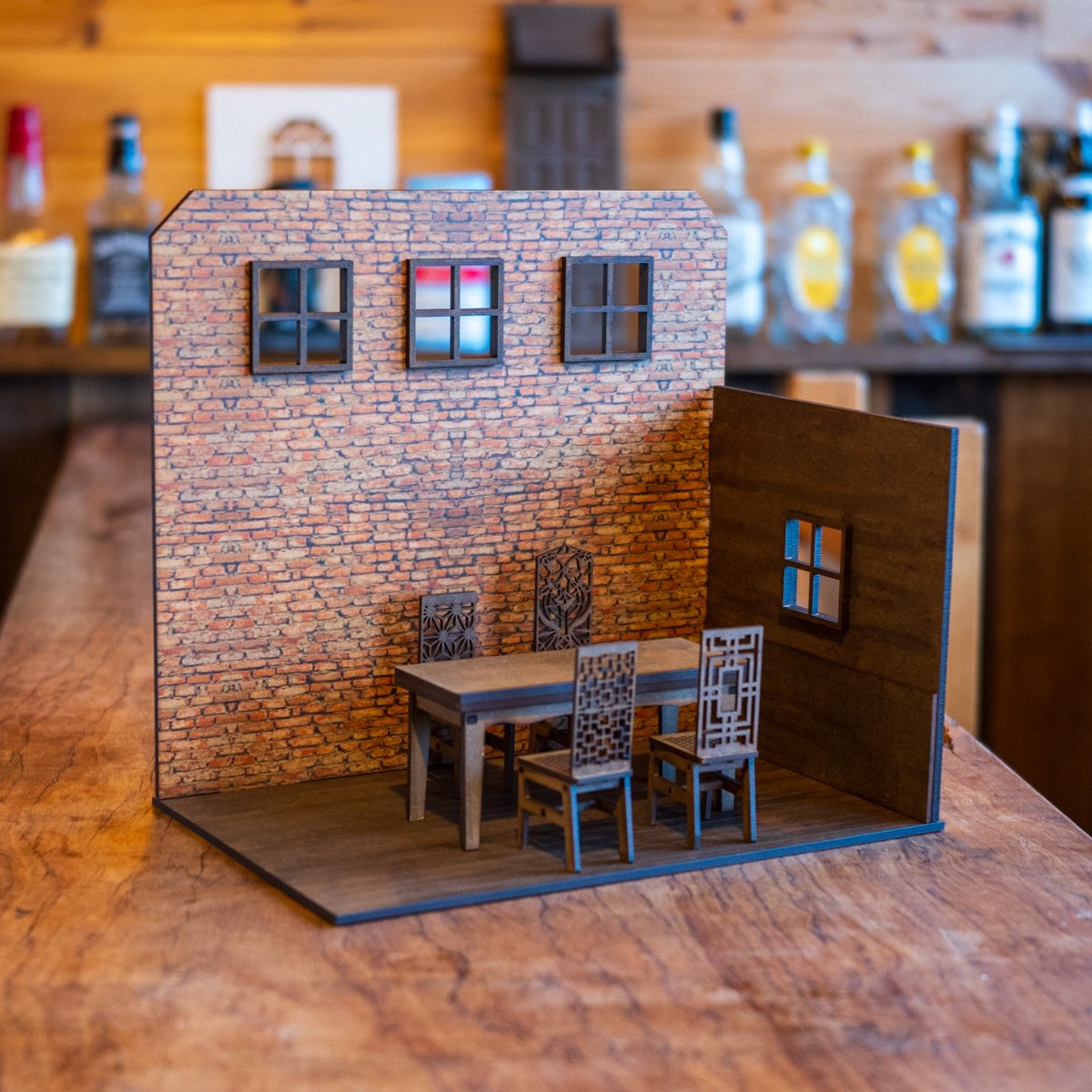 1/10スケールドールハウス山小屋の部屋 レンガ壁 家具セット