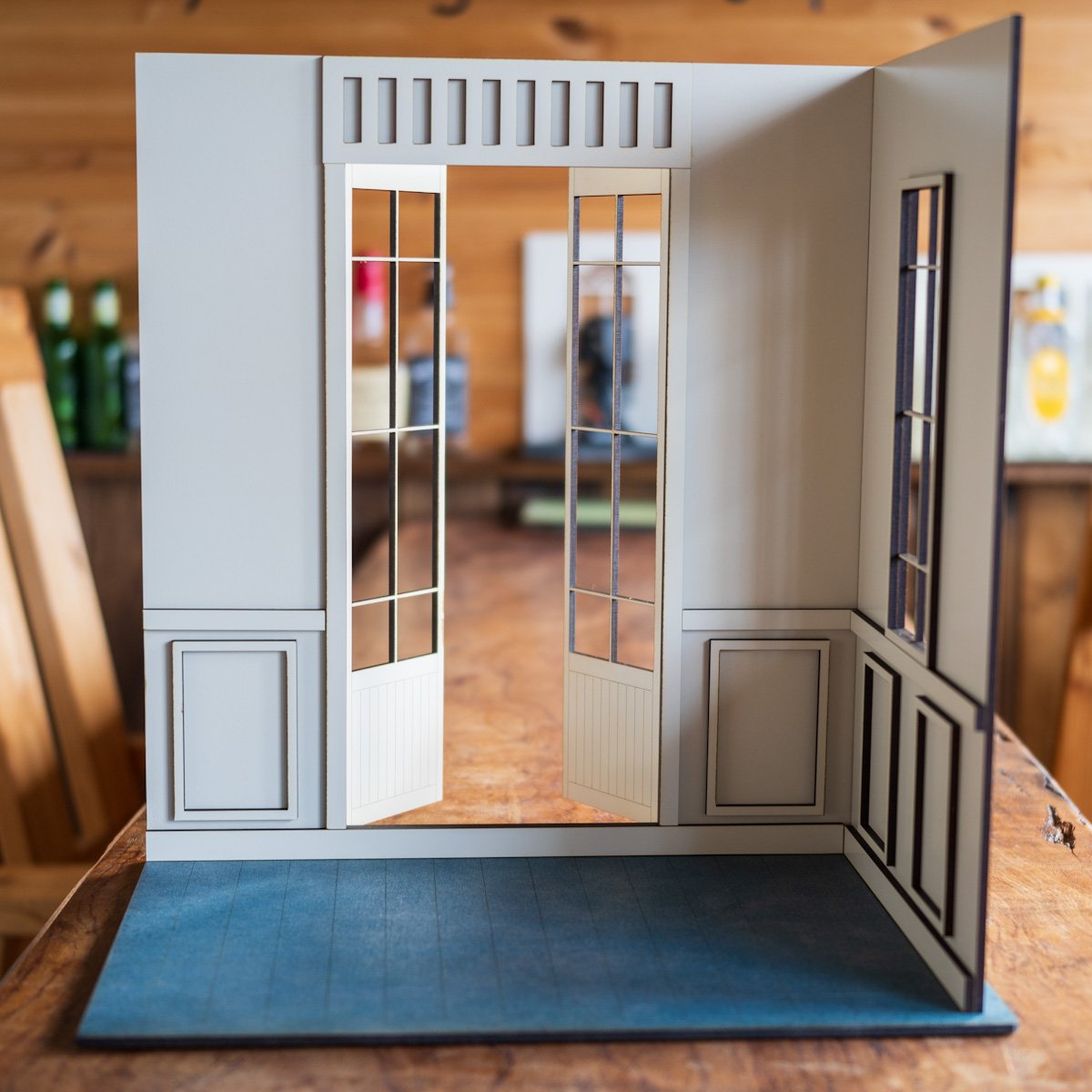 1/6スケールドールハウス洋館右壁ホワイト壁エントランス | kkcompany