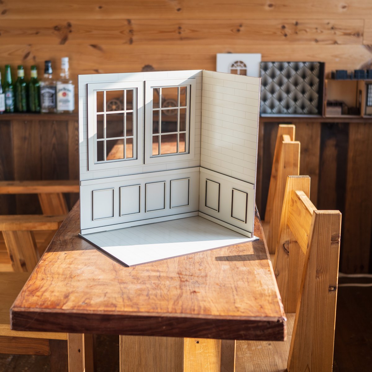 1/6スケールドールハウス白い窓レンガ壁 窓固定タイプ | kkcompany