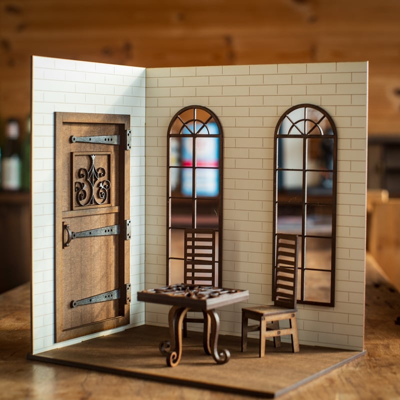 1/10スケールドールハウスホワイトレンガ壁風 マンション | kkcompany