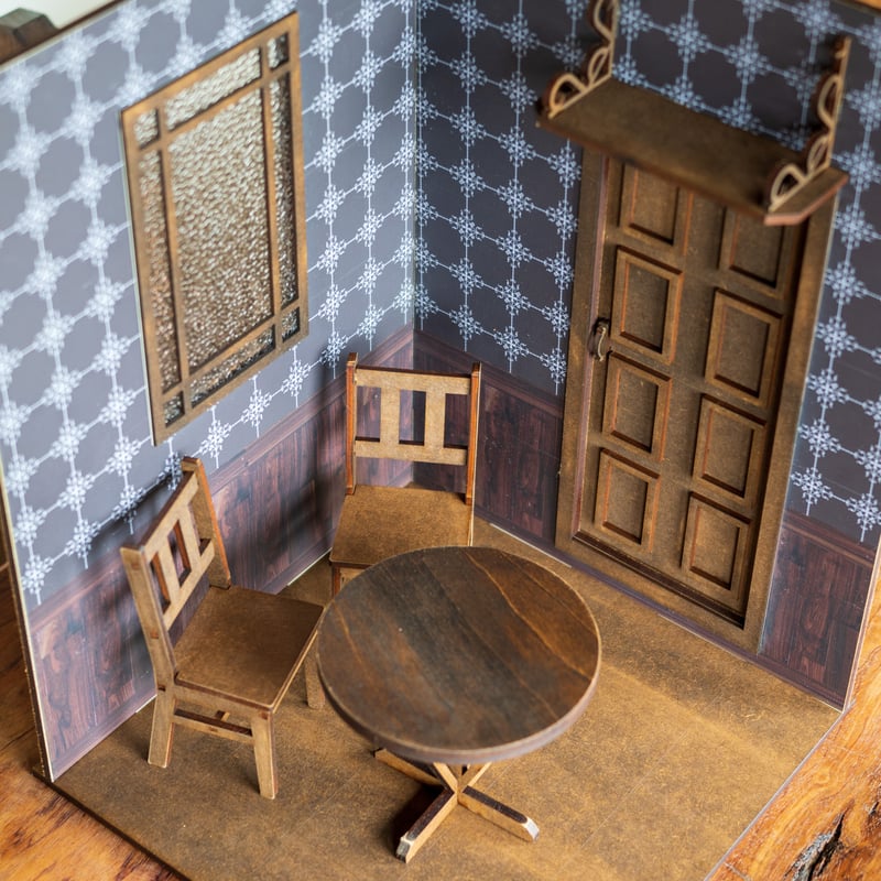 1/6スケールドールハウス洋館新サイズ ブラック壁紙 正方形