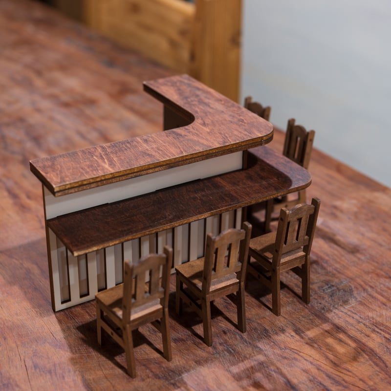 1/10スケールミニチュア家具 居酒屋カウンター洋風椅子セット | kkcompany