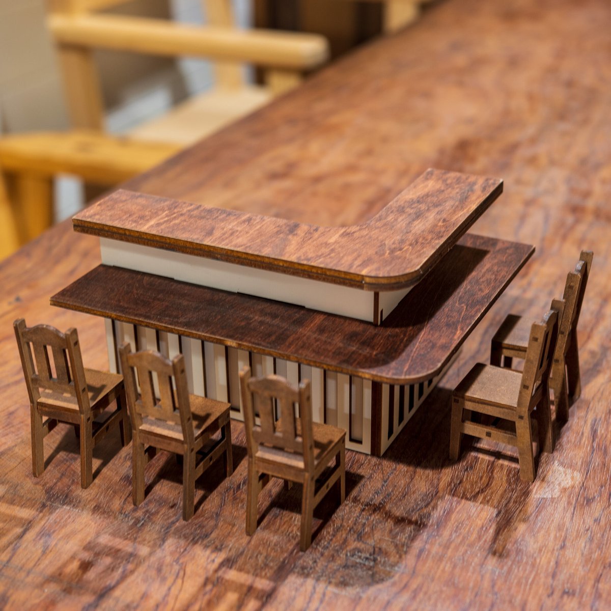 1/10スケールミニチュア家具 居酒屋カウンター洋風椅子セット | kkcompany