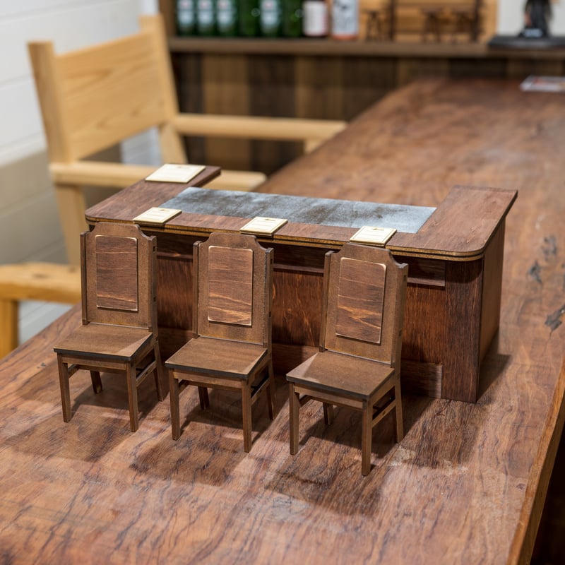 1/6スケールミニチュア家具ステーキ屋さんカウンター椅子セット