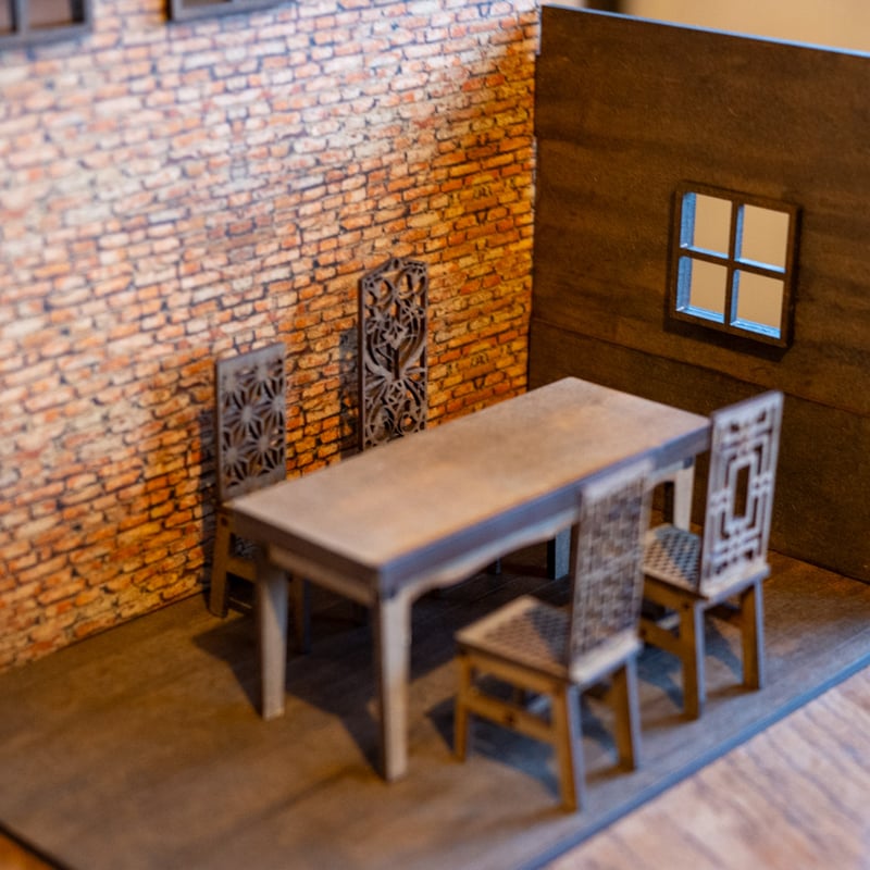1/10スケールドールハウス山小屋の部屋 レンガ壁 家具セット 1/10スケールドールハウス山小屋の部屋 レンガ壁 家具セット