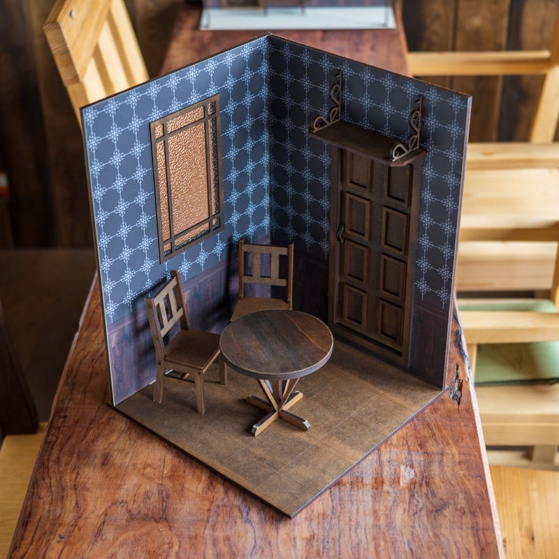 1/6スケールドールハウス洋館新サイズ ブラック壁紙 正方形