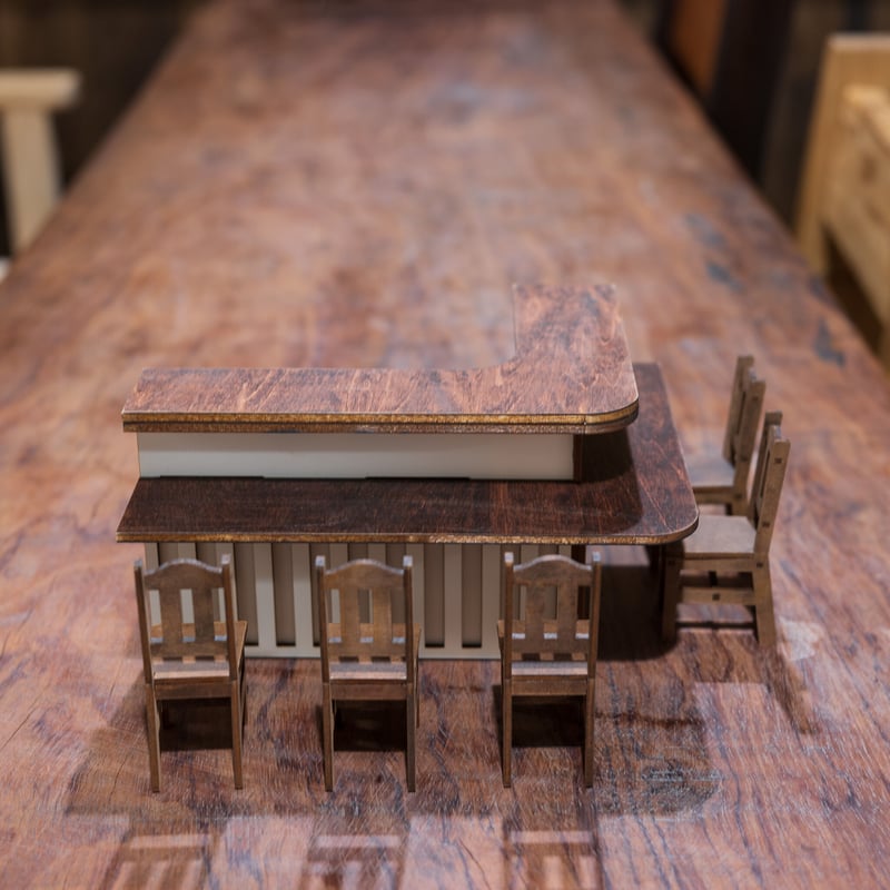 1/10スケールミニチュア家具 居酒屋カウンター洋風椅子セット | kkcompany