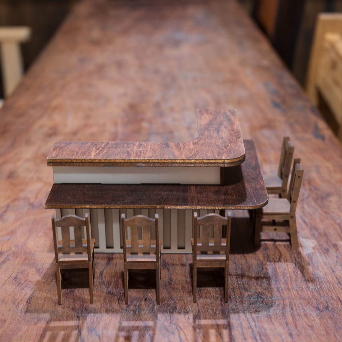 1/10スケールミニチュア家具 居酒屋カウンター洋風椅子セット | kkcompany