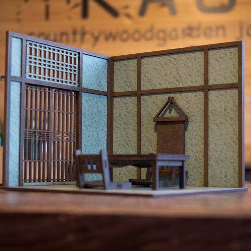 3月のお買い得商品！1/10スケールドールハウス和室日本間 緑の土壁風