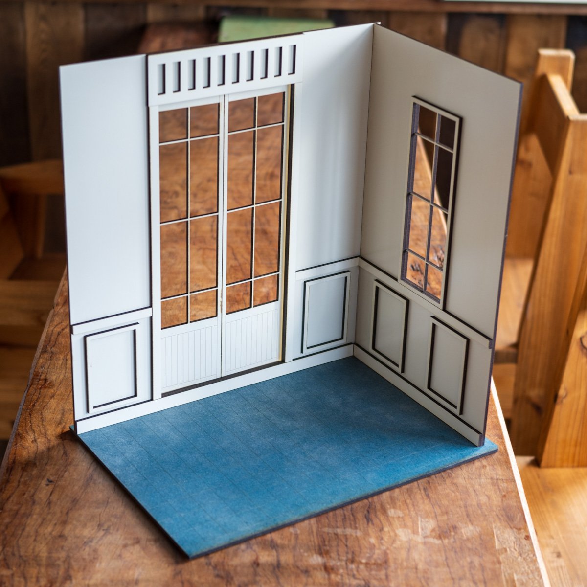 1/6スケールドールハウス洋館右壁ホワイト壁エントランス