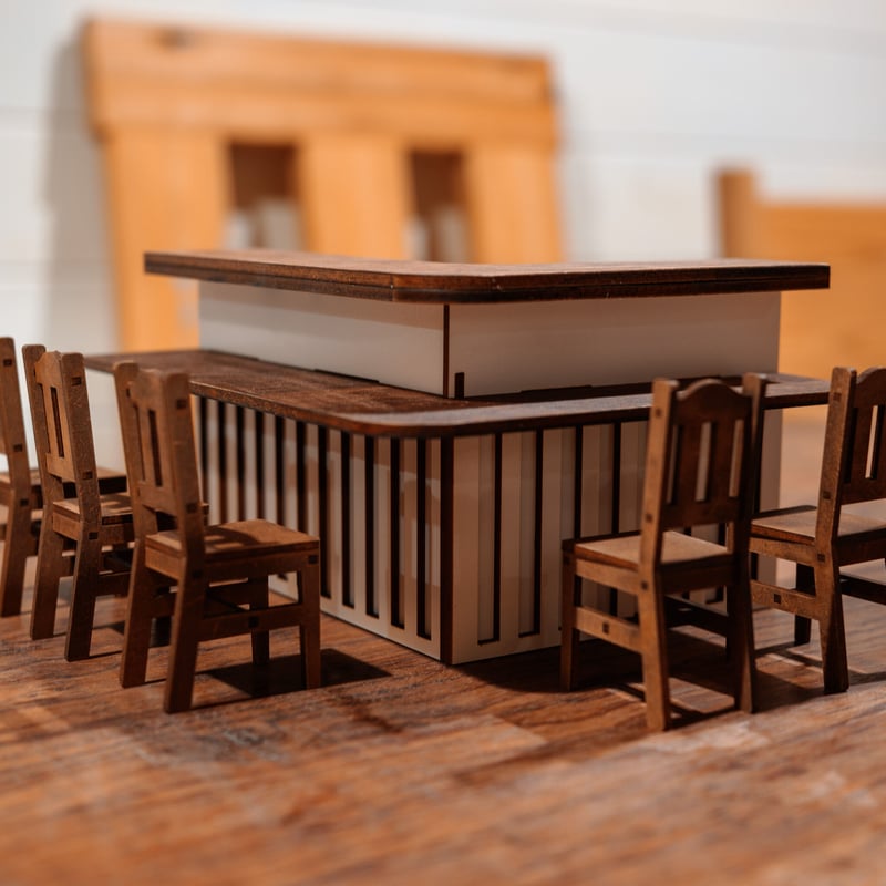 1/10スケールミニチュア家具 居酒屋カウンター洋風椅子セット | kkcompany