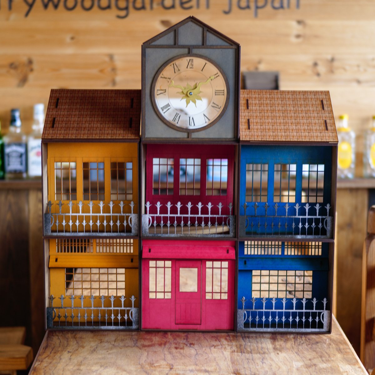 ミニチュアハウス時計 ちびスケールドールハウス 【ちび洋風街並み時計台 フルセット最