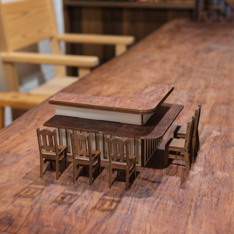 1/10スケールミニチュア家具 居酒屋カウンター洋風椅子セット | kkcompany