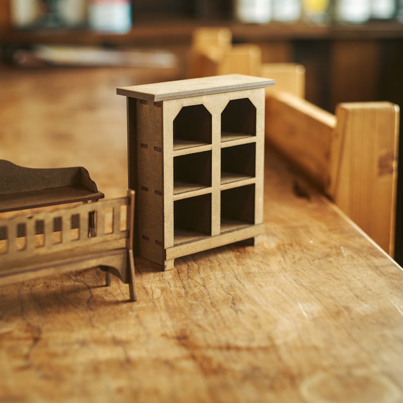 1/10スケールミニチュア家具 デスクとベンチ 本箱セット | kkcompany