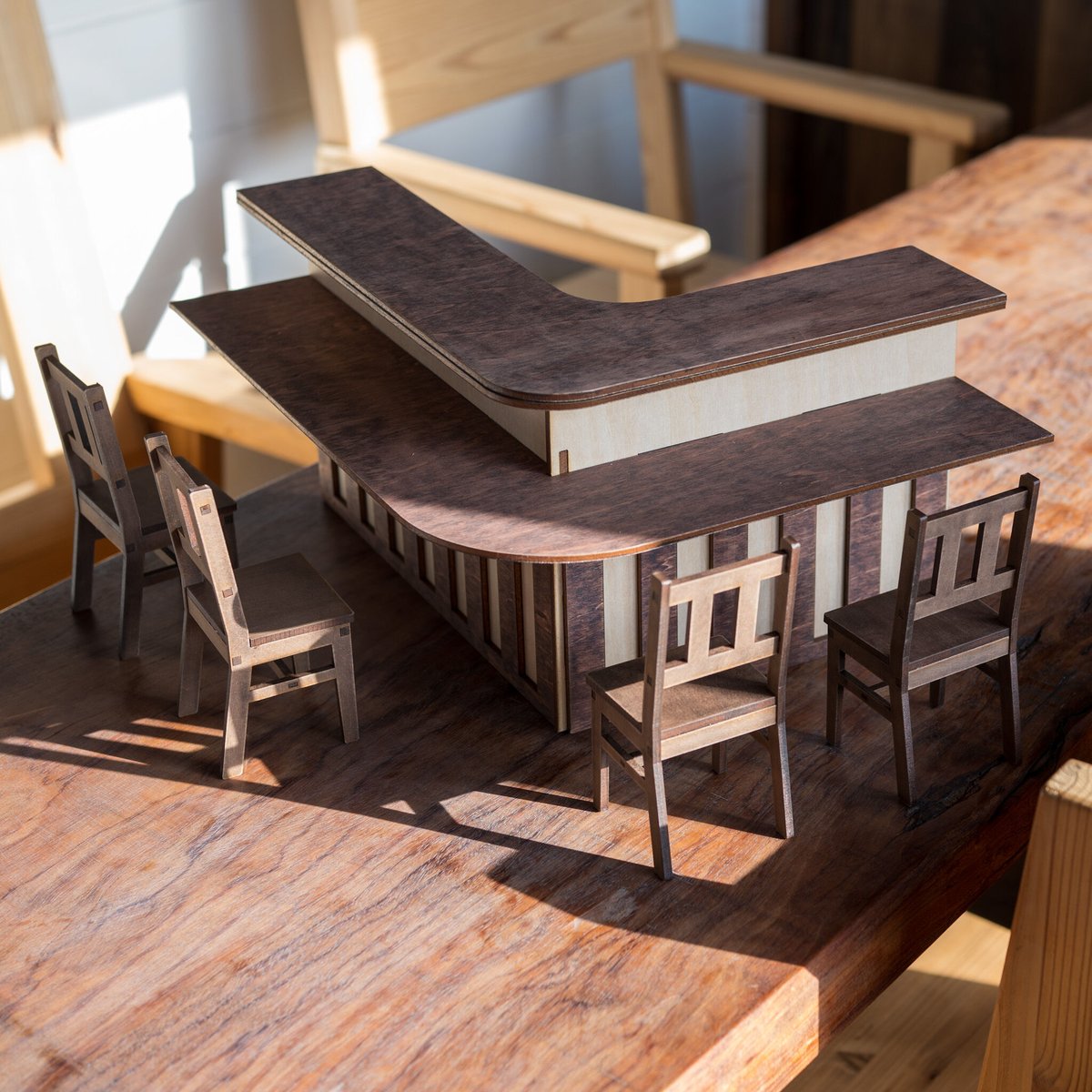 1/6スケールミニチュア家具居酒屋カウンター椅子セット 3台限定