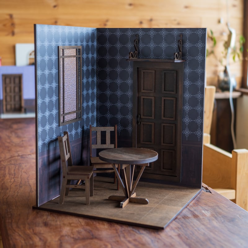 1/6スケールドールハウス洋館新サイズ ブラック壁紙 正方形