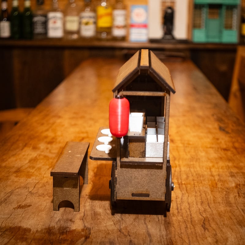 1/10スケールミニチュア家具 リヤカー屋台おでん屋さん色々セット Kk