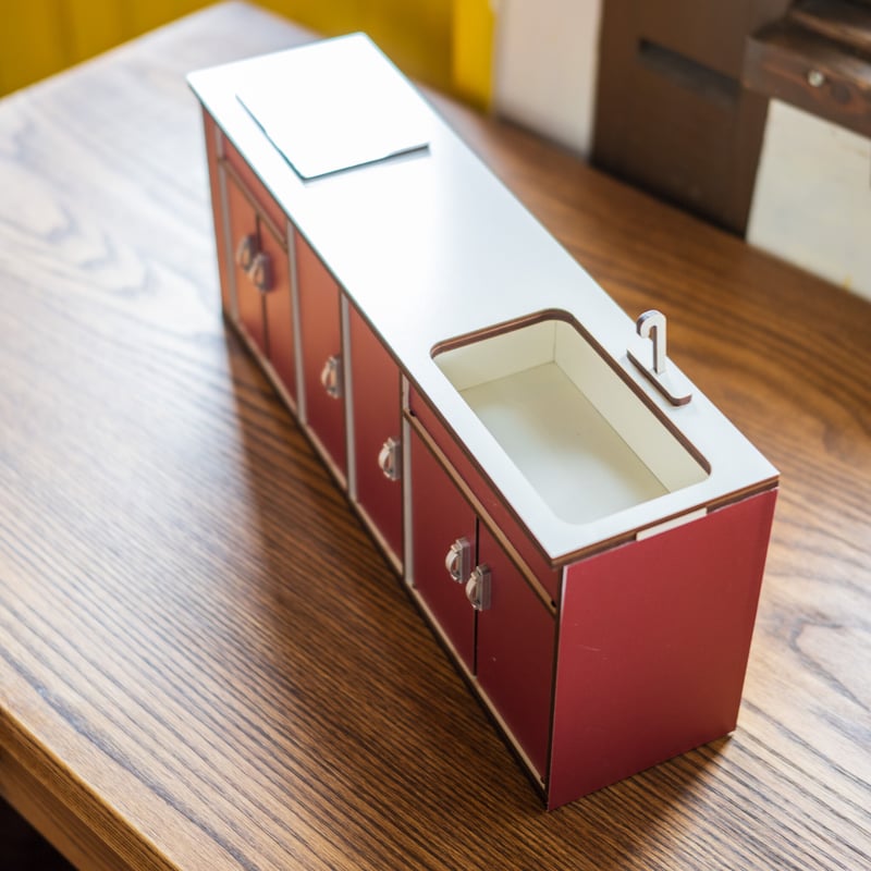 1/6スケールミニチュア家具システムキッチン赤い扉 1点のみセール