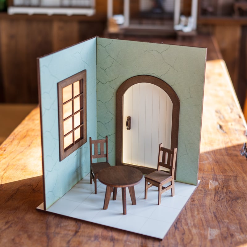 置き型 ドールハウス壁と床  (リクエスト品) 1/10スケール和風ドールハウス縁側赤の土壁 | kkcompany