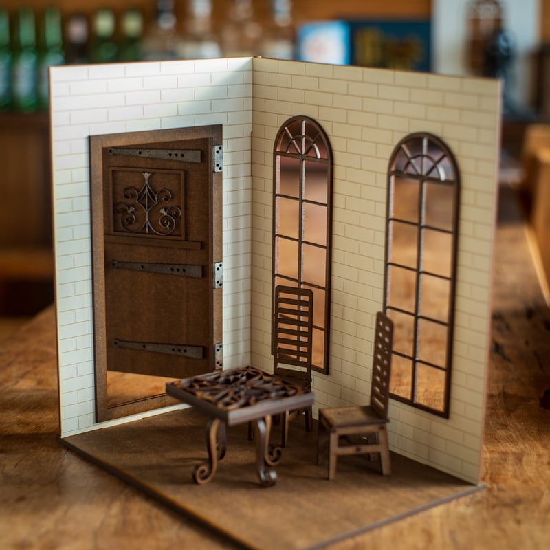 置き型 ドールハウス壁と床  (リクエスト品) 1/10スケールドールハウスホワイトレンガ壁風 マンション | kkcompany