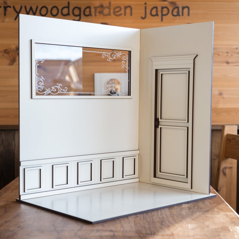 1/6スケールドールハウスホワイト大きな窓アクリル印刷 ドア | kkcompany