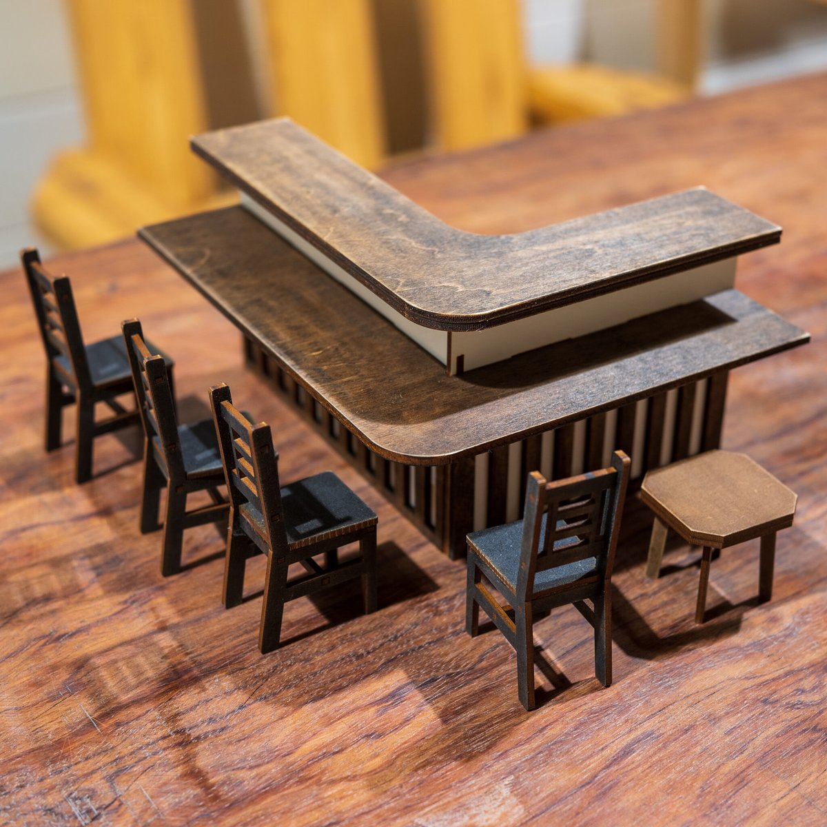1/10スケールミニチュア家具 居酒屋カウンター椅子セット 大好評再販