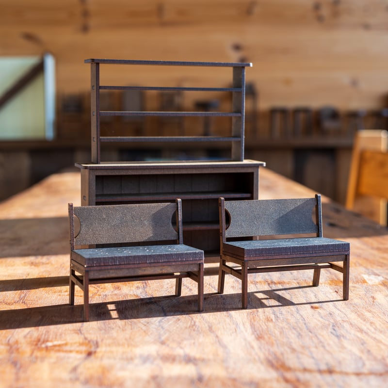 1/10スケールミニチュア家具新作ベンチとチェスト3点セット
