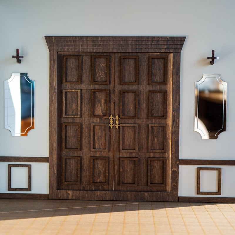 1/6スケールドールハウス両開きの大きなドア | kkcompany