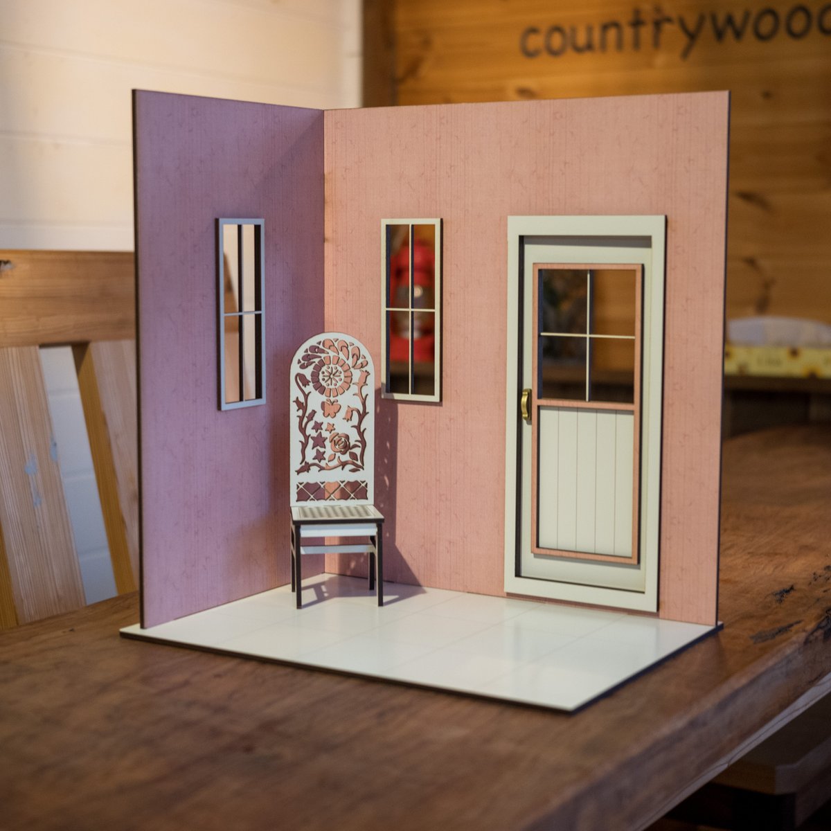 NO.100　木製 ドールハウス　背景ボード NO.100 木製 ドールハウス 背景ボード