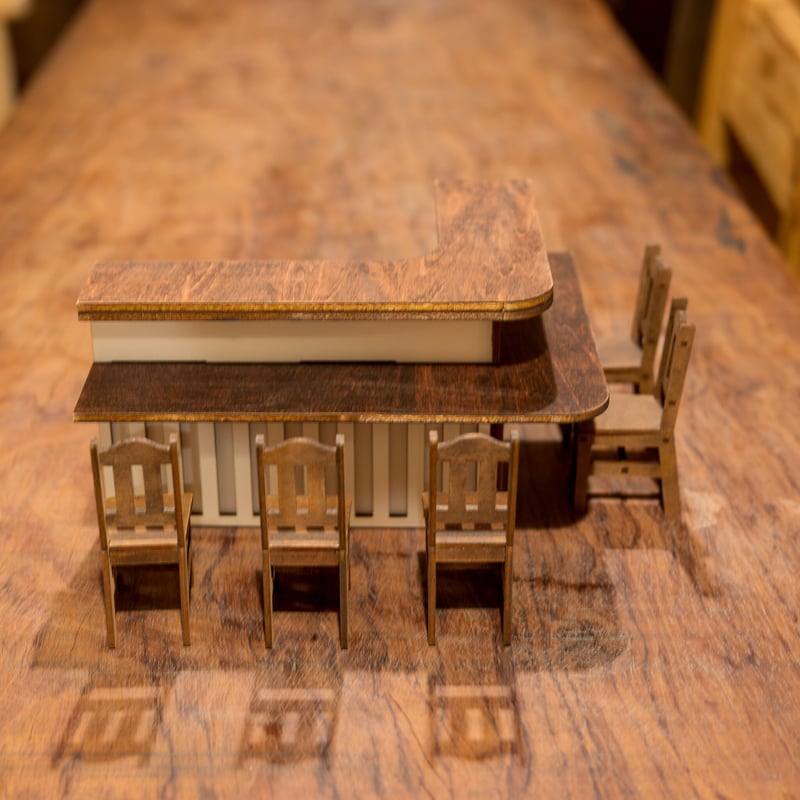 1/10スケールミニチュア家具 居酒屋カウンター洋風椅子セット | kkcompany