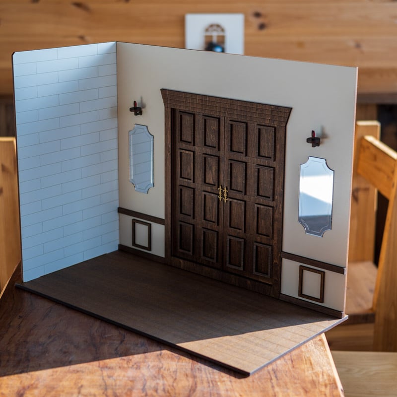 ドールハウス　両開き扉のブラックなお部屋 ドールハウス 両開き扉のブラックなお部屋