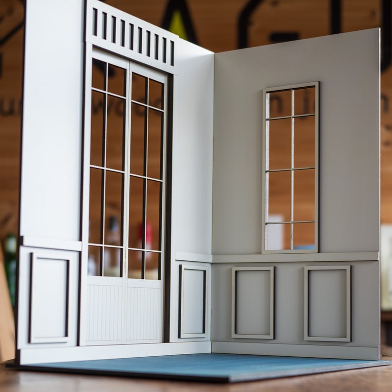 1/6スケールドールハウス洋館右壁ホワイト壁エントランス | kkcompany