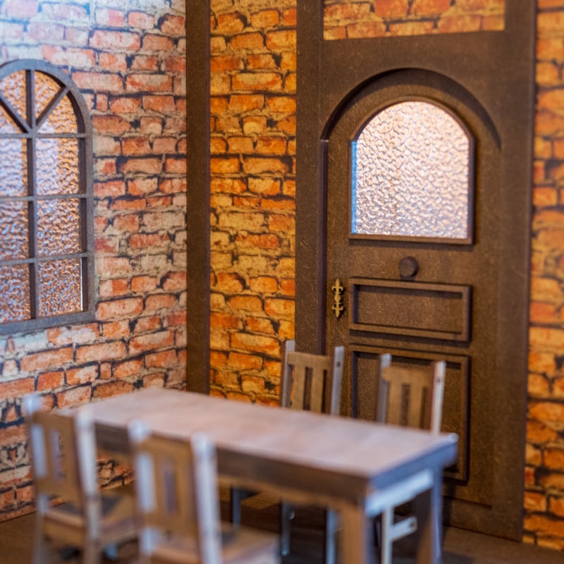 【セール】ペイント＊マグネット式ドールハウス＊ハンドメイド＊レンガ壁 セール】ペイント＊マグネット式ドールハウス＊ハンドメイド＊レンガ壁