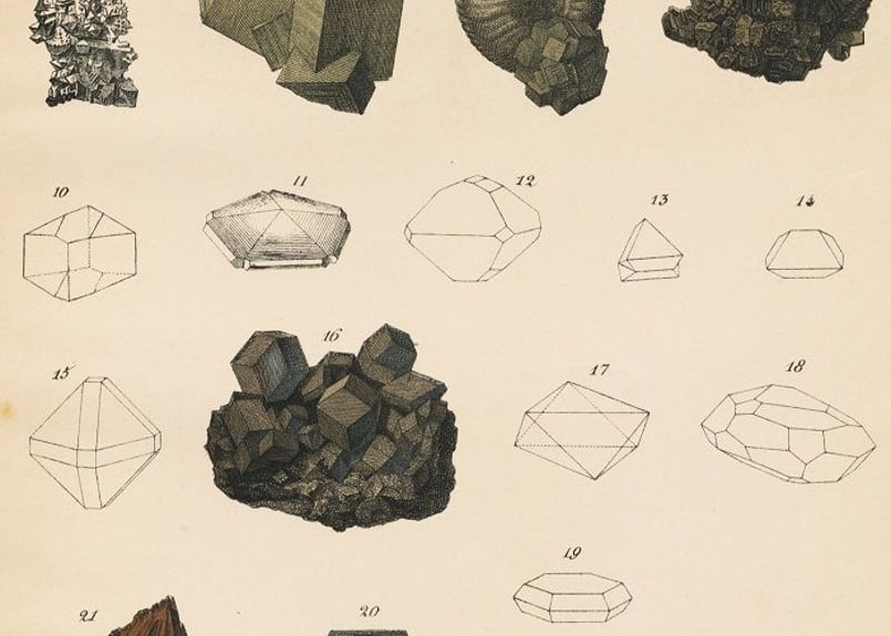 1878年鉱物画④＜ドイツ＞◇ アンティーク・クロモリトグラフ | Astro