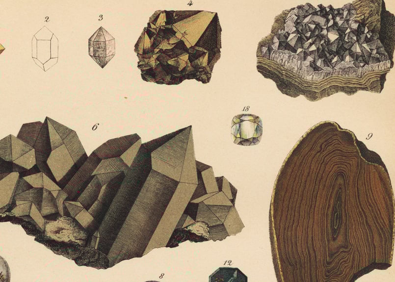 1878年鉱物画②<ドイツ>◇ アンティーク・クロモリトグラフ 1878年鉱物画②<ドイツ>◇ アンティーク・クロモリトグラフ