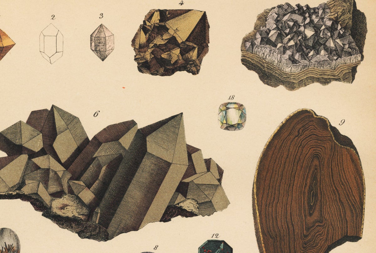 1878年鉱物画②<ドイツ>◇ アンティーク・クロモリトグラフ 1878年鉱物画②<ドイツ>◇ アンティーク・クロモリトグラフ