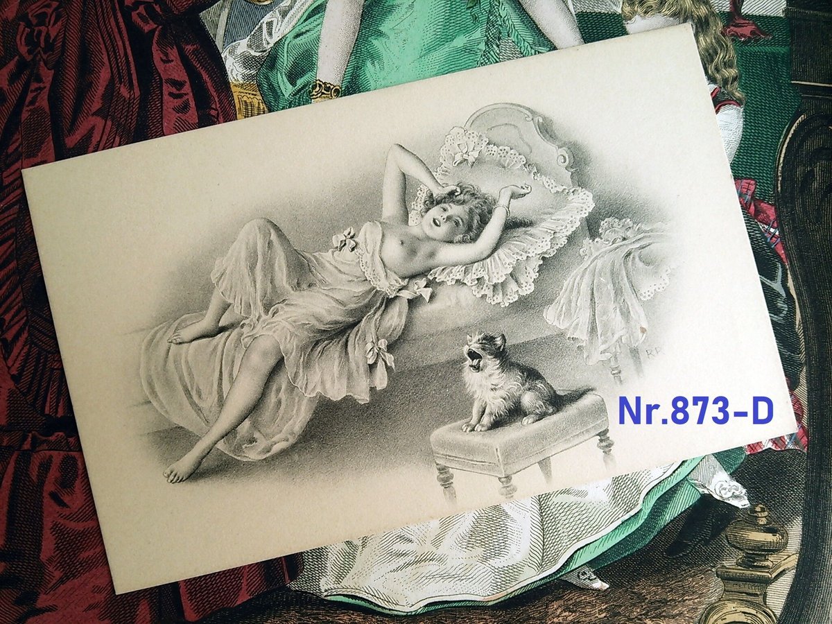公式の M.M.VIENNE M.MUNK Nr.841&Nr.873少女たち◇アンティークポスト コレクション