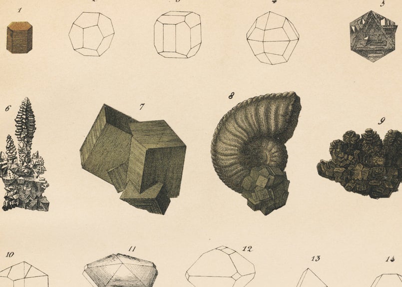 1878年鉱物画④＜ドイツ＞◇ アンティーク・クロモリトグラフ | Astro