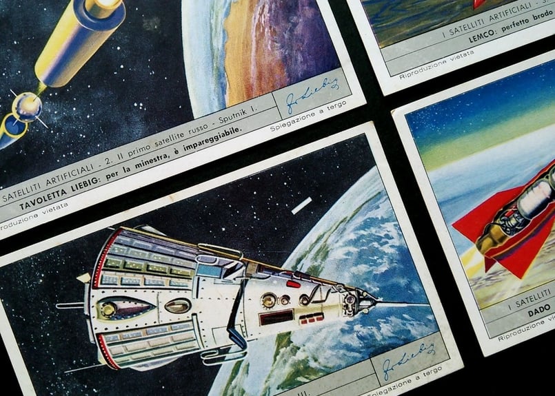 希少レアヴィンテージ1964年 宇宙探査 セット 6枚 1960年 LIEBIG◇人工衛星6種アンティーク・ビンテージカード | Astro