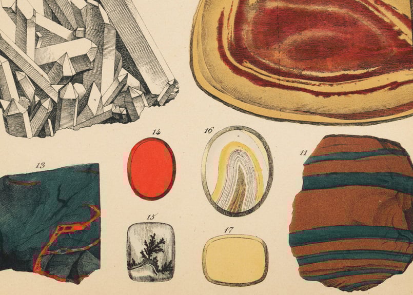 1878年鉱物画②<ドイツ>◇ アンティーク・クロモリトグラフ 1878年鉱物画②<ドイツ>◇ アンティーク・クロモリトグラフ