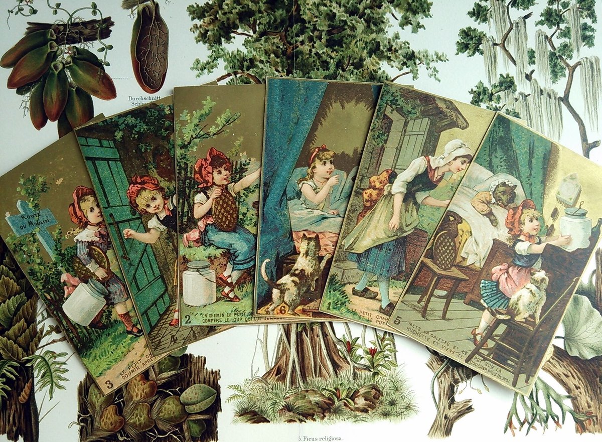 1884年フランス◇赤ずきん6種アンティーク・ビンテージカード