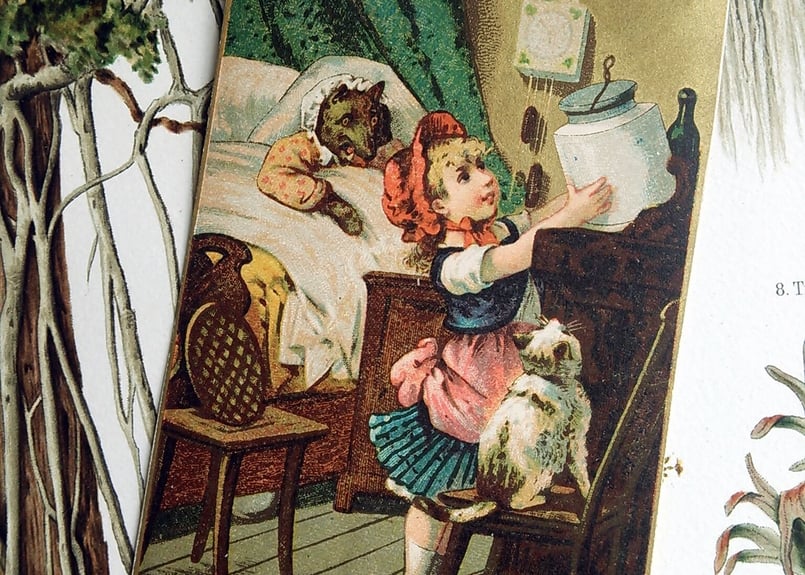 フランスアンティーククロモカードセット 6枚女の子と赤ちゃん