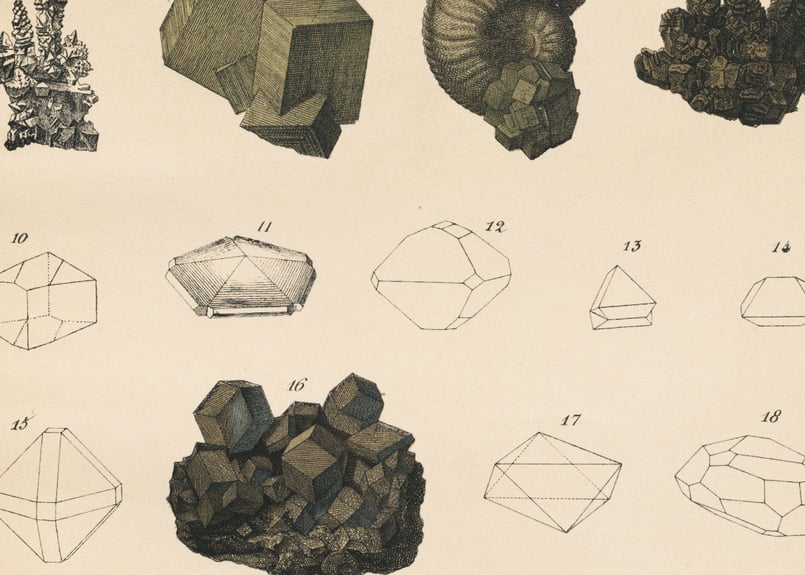 1878年鉱物画④＜ドイツ＞◇ アンティーク・クロモリトグラフ | Astro