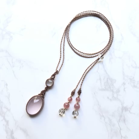 スターローズクォーツ×ホワイトラブラドライトのペンダント
