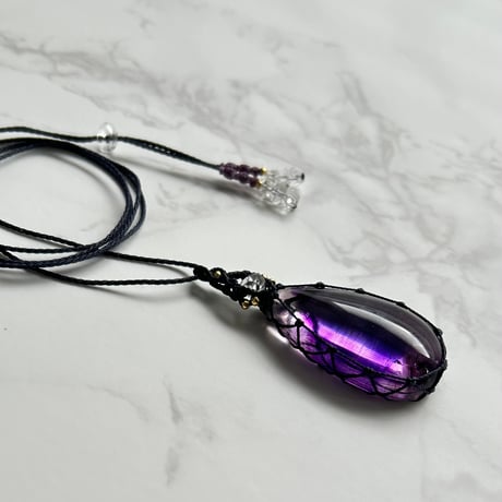 アメシストエレスチャル＆ハーキマー水晶＜ペンダント＞