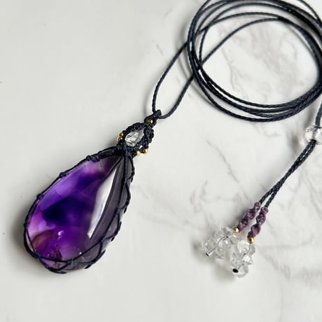 アメシストエレスチャル＆ハーキマー水晶＜ペンダント＞