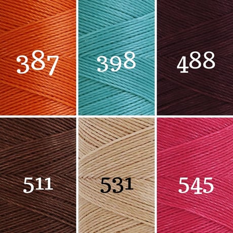 LINHASITA社製ワックスコード＜取り扱い61色＞　0.75mm （ロウビキ紐　蝋引き紐　waxcord）｜お好きな12本セット