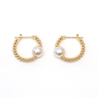 Keshi pearl ball chain pierced earrings / ケシパール