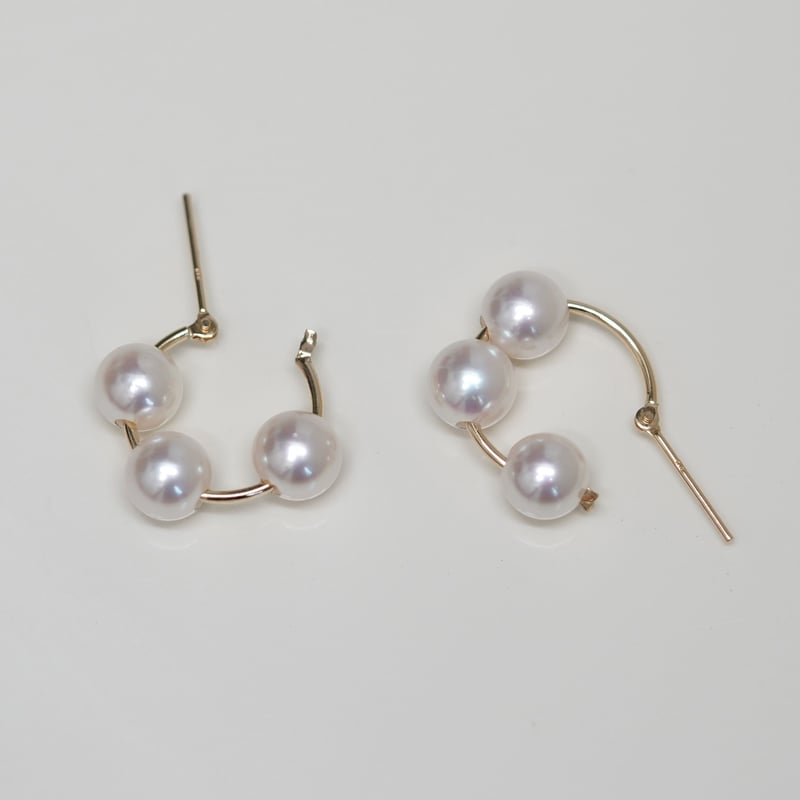 Pearl 3 crossing pierced earrings / パール 3 クロッシン