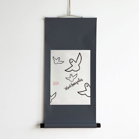 Mark Gonzales × TALKY 掛け軸  <navy × monotone angel >
